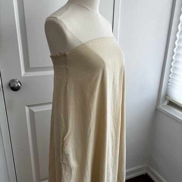 ZARA Beige Strapless Linen Dress - Picture 7 of 10